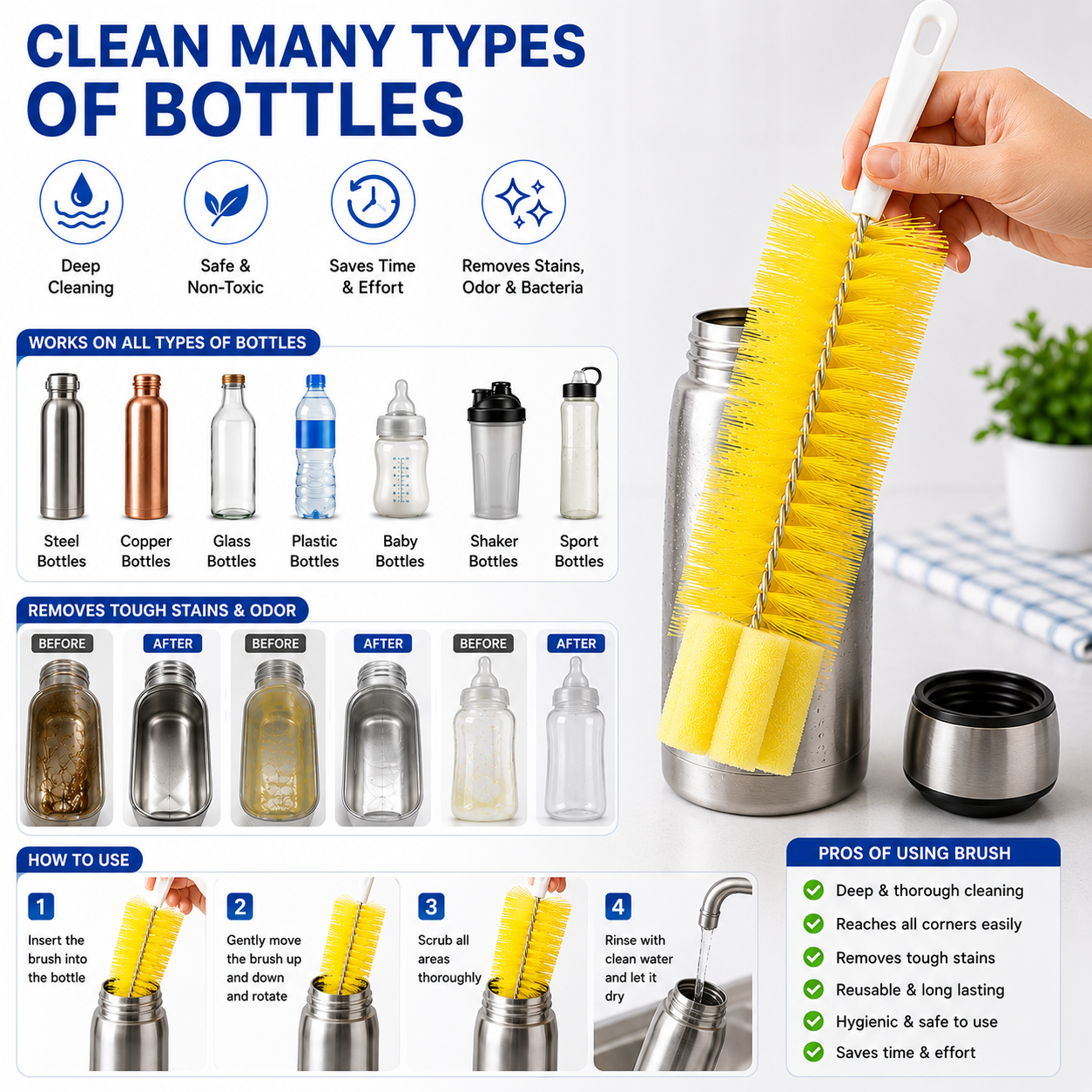 Crown Brushes Water Bottle Cleaning Brush
