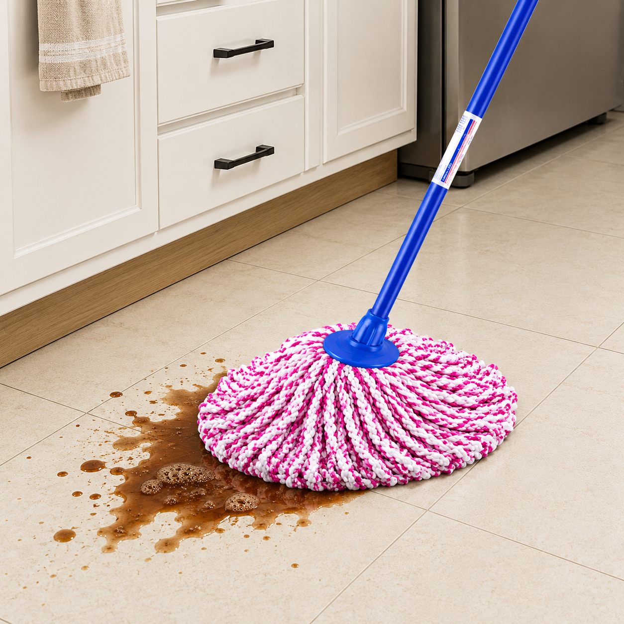 Crown Brushes Microfiber Round Spin Mop - Blue Edition